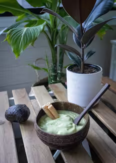 avocado smoothie in a bowl 